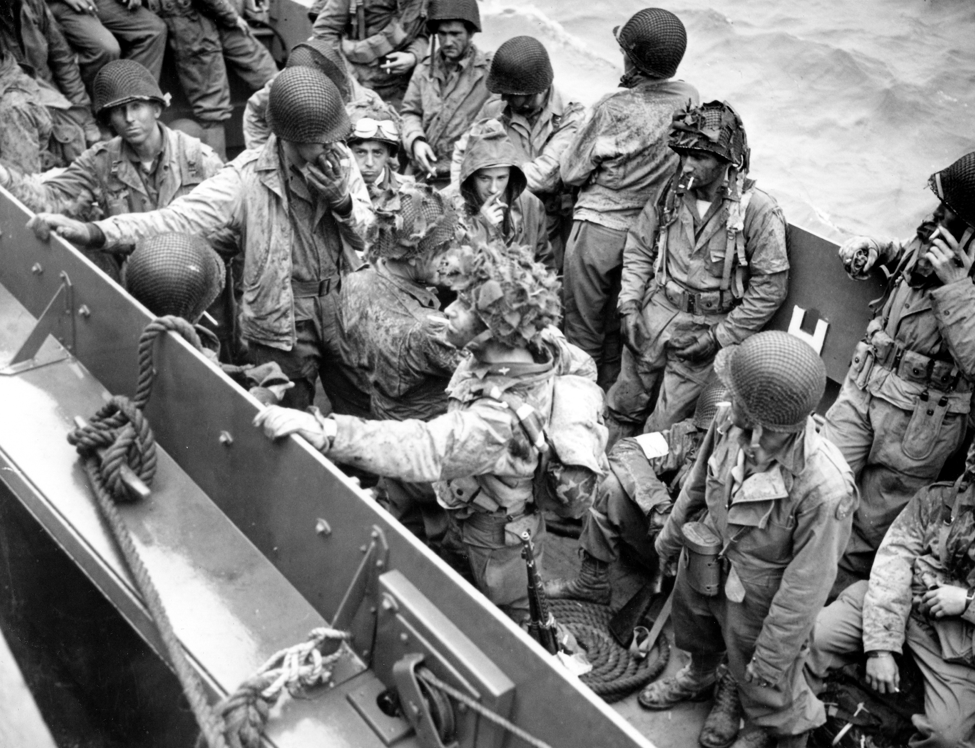 Airborne glider pilots aboard an LCVP